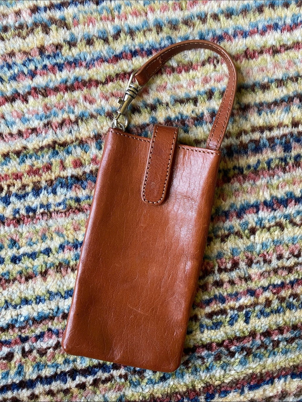 HOBO Vintage Leather Phone/Key Pouch in Rust Orange